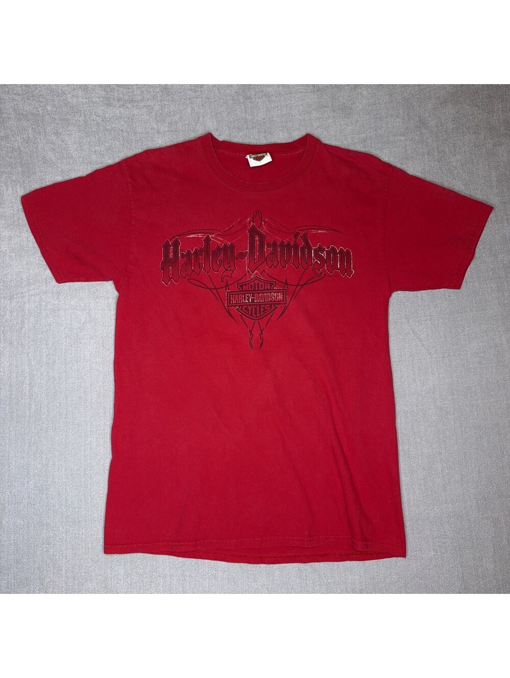 Y2K Harley Davidson Gothic Spellout T-Shirt Savannah GA Medium